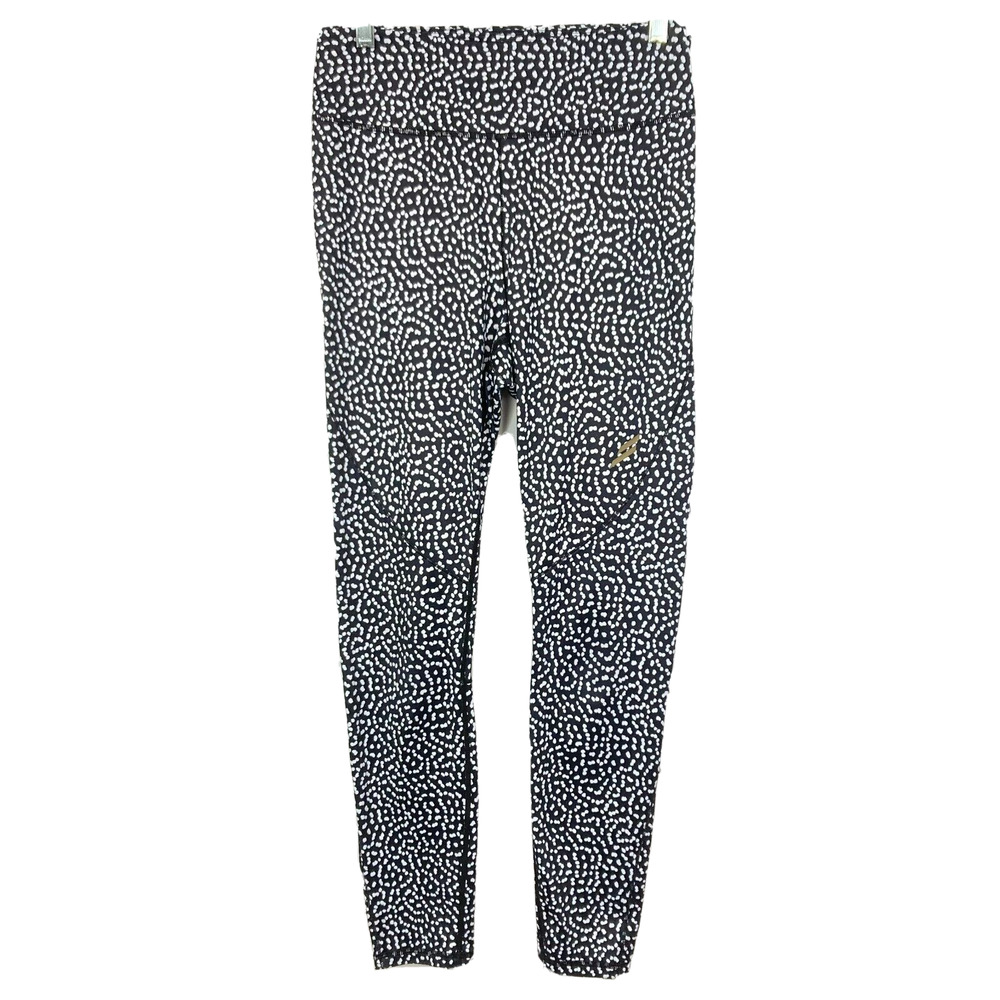 Doyoueven Leggings Womens Sz M Black White Stretch Polka Dot High Rise